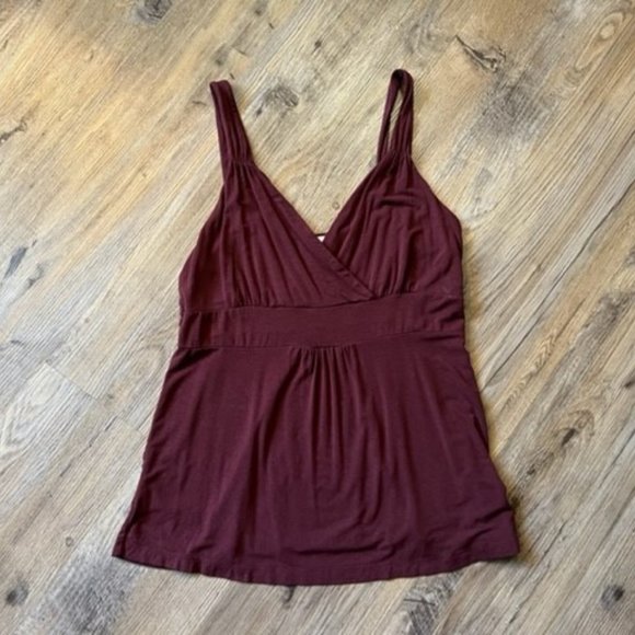 Burgundy Ann Taylor Loft Deep V Tank top - Size Large - Picture 2 of 6